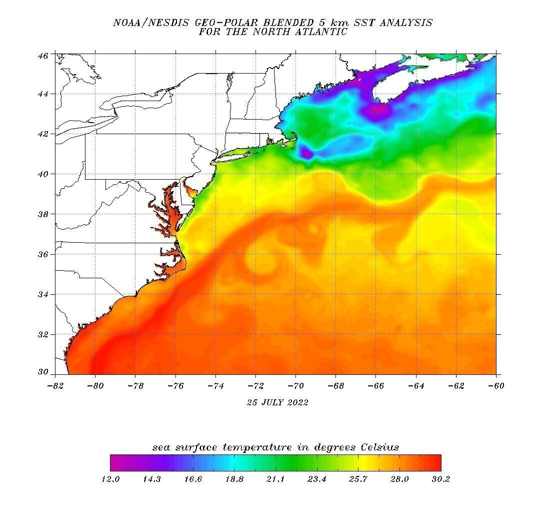 Ocean Water Temperatures - 2022-07-25